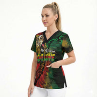 Aotearoa One Love Scrub Top Reggae Lion with Kakahu Huruhuru LT03 - Polynesian Pride