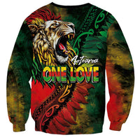 Aotearoa One Love Sweatshirt Reggae Lion with Kakahu Huruhuru LT03 - Polynesian Pride