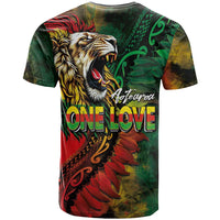 Aotearoa One Love T Shirt Reggae Lion with Kakahu Huruhuru LT03 - Polynesian Pride