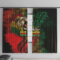Aotearoa One Love Window Curtain Reggae Lion with Kakahu Huruhuru LT03 With Hooks Black - Polynesian Pride