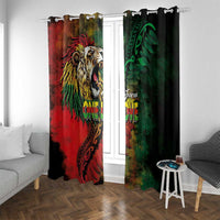 Aotearoa One Love Window Curtain Reggae Lion with Kakahu Huruhuru LT03 With Grommets Black - Polynesian Pride