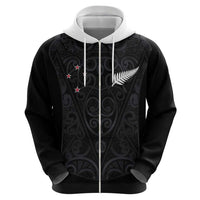 Custom Aotearoa Rugby Zip Hoodie Fern Blacks-Traditional Maori Motifs Design LT03 - Polynesian Pride