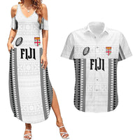 Fiji Rugby Warriors Couples Matching Summer Maxi Dress and Hawaiian Shirt Masi Tribal Pattern Go Champion 2024 LT03 White - Polynesian Pride