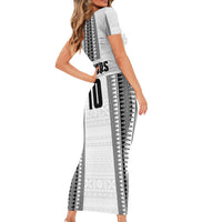 Fiji Rugby Warriors Family Matching Short Sleeve Bodycon Dress and Hawaiian Shirt Masi Tribal Pattern Go Champion 2024