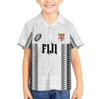 Fiji Rugby Warriors Family Matching Short Sleeve Bodycon Dress and Hawaiian Shirt Masi Tribal Pattern Go Champion 2024