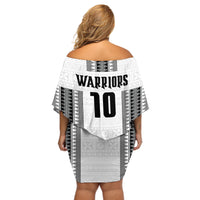 Fiji Rugby Warriors Off Shoulder Short Dress Masi Tribal Pattern Go Champion 2024 LT03 - Polynesian Pride