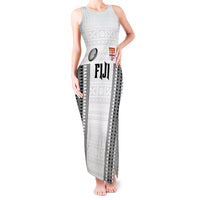 Fiji Rugby Warriors Tank Maxi Dress Masi Tribal Pattern Go Champion 2024 LT03 Women White - Polynesian Pride