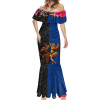 Hawaii and Samoa Together Mermaid Dress Samoan Warrior and Beauty Hula Girl LT03 - Polynesian Pride