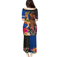 Hawaii and Samoa Together Puletasi Samoan Warrior and Beauty Hula Girl LT03 - Polynesian Pride