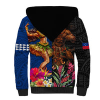 Hawaii and Samoa Together Sherpa Hoodie Samoan Warrior and Beauty Hula Girl LT03 - Polynesian Pride