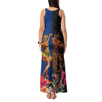 Hawaii and Samoa Together Tank Maxi Dress Samoan Warrior and Beauty Hula Girl LT03 - Polynesian Pride