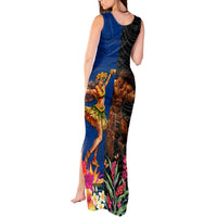 Hawaii and Samoa Together Tank Maxi Dress Samoan Warrior and Beauty Hula Girl LT03 - Polynesian Pride
