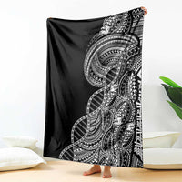 Samoan DNA Art Tattoo Blanket Polynesian Pattern Black Color