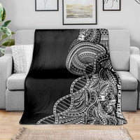 Samoan DNA Art Tattoo Blanket Polynesian Pattern Black Color