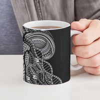Samoan DNA Art Tattoo Ceramic Mug Polynesian Pattern Black Color