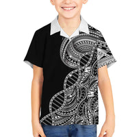 Samoan DNA Art Tattoo Family Matching Mermaid Dress and Hawaiian Shirt Polynesian Pattern Black Color