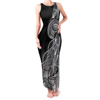 Samoan DNA Art Tattoo Family Matching Tank Maxi Dress and Hawaiian Shirt Polynesian Pattern Black Color
