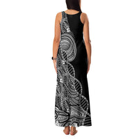 Samoan DNA Art Tattoo Family Matching Tank Maxi Dress and Hawaiian Shirt Polynesian Pattern Black Color