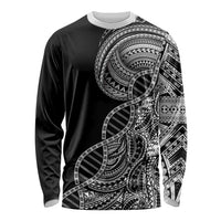 Samoan DNA Art Tattoo Long Sleeve Shirt Polynesian Pattern Black Color