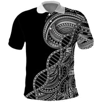 Samoan DNA Art Tattoo Polo Shirt Polynesian Pattern Black Color