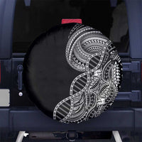 Samoan DNA Art Tattoo Spare Tire Cover Polynesian Pattern Black Color