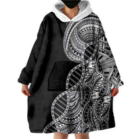 Samoan DNA Art Tattoo Wearable Blanket Hoodie Polynesian Pattern Black Color LT03 - Polynesian Pride