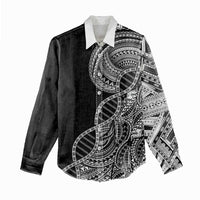 Samoan DNA Art Tattoo Women Casual Shirt Polynesian Pattern Black Color LT03 - Polynesian Pride