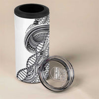 Samoan DNA Art Tattoo 4 in 1 Can Cooler Tumbler Polynesian Pattern White Color