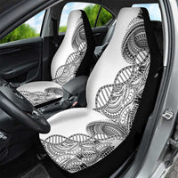 Samoan DNA Art Tattoo Car Seat Cover Polynesian Pattern White Color