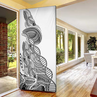 Samoan DNA Art Tattoo Door Cover Polynesian Pattern White Color