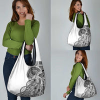 Samoan DNA Art Tattoo Grocery Bag Polynesian Pattern White Color