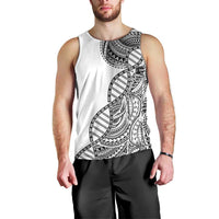 Samoan DNA Art Tattoo Men Tank Top Polynesian Pattern White Color
