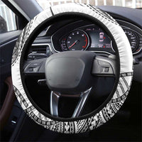 Samoan DNA Art Tattoo Steering Wheel Cover Polynesian Pattern White Color
