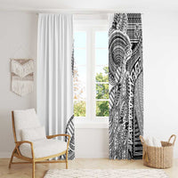 Samoan DNA Art Tattoo Window Curtain Polynesian Pattern White Color