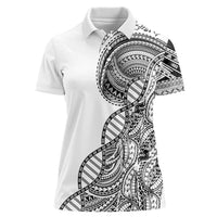 Samoan DNA Art Tattoo Women Polo Shirt Polynesian Pattern White Color LT03 Female White - Polynesian Pride