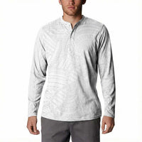 Samoan DNA Art Tattoo Button Sweatshirt Polynesian Pattern All White