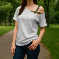 Samoan DNA Art Tattoo Cross Shoulder Shirt Polynesian Pattern All White