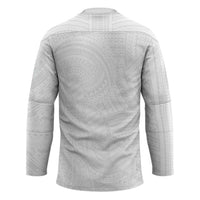 Samoan DNA Art Tattoo Hockey Jersey Polynesian Pattern All White