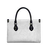 Samoan DNA Art Tattoo Leather Bag Polynesian Pattern All White