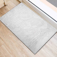 Samoan DNA Art Tattoo Rubber Doormat Polynesian Pattern All White