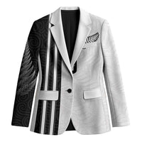 Custom New Zealand Football Blazer Silver Fern and Maori Tribal Black White Half Sporty Style