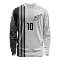 Custom New Zealand Football Long Sleeve Shirt Silver Fern and Maori Tribal Black White Half Sporty Style LT03 Unisex Multicolor - Polynesian Pride