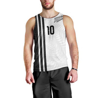 Custom New Zealand Football Men Tank Top Silver Fern and Maori Tribal Black White Half Sporty Style