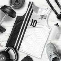 Custom New Zealand Football Men Tank Top Silver Fern and Maori Tribal Black White Half Sporty Style