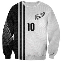 Custom New Zealand Football Sweatshirt Silver Fern and Maori Tribal Black White Half Sporty Style