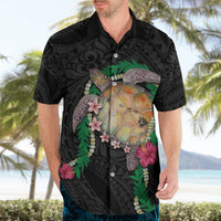 Hawaii Pikake and Maile Lei Hawaiian Shirt Honu Polynesian Pattern Black Color LT03 - Polynesian Pride