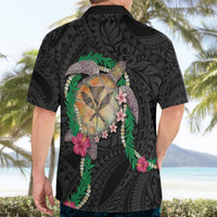 Hawaii Pikake and Maile Lei Hawaiian Shirt Honu Polynesian Pattern Black Color LT03 - Polynesian Pride