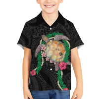 Hawaii Pikake and Maile Lei Hawaiian Shirt Honu Polynesian Pattern Black Color LT03 - Polynesian Pride