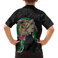 Hawaii Pikake and Maile Lei Hawaiian Shirt Honu Polynesian Pattern Black Color LT03 - Polynesian Pride