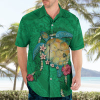 Hawaii Pikake and Maile Lei Hawaiian Shirt Honu Polynesian Pattern Green Color LT03 - Polynesian Pride